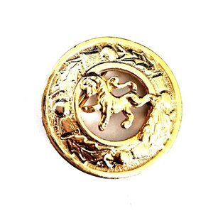 Scottish Lion Crest & Thistle Wreath Kilt Gold Tone Brooch